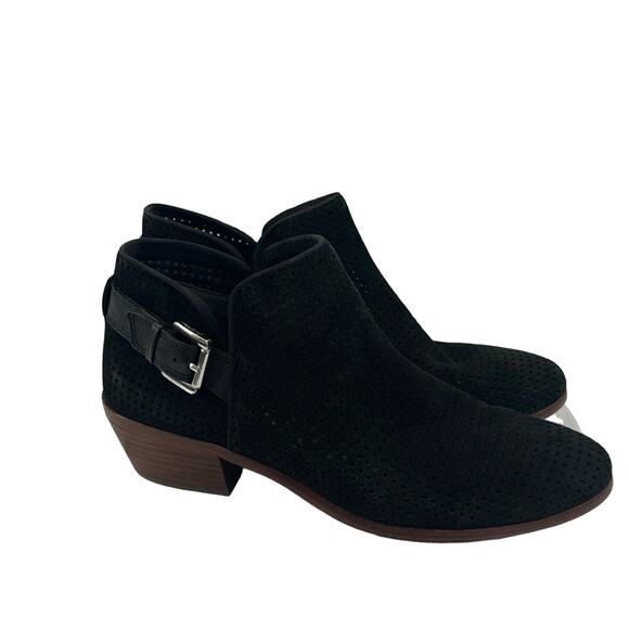 Sam Edelman black suede Paula perforated ankle boots - Picture 1 of 6